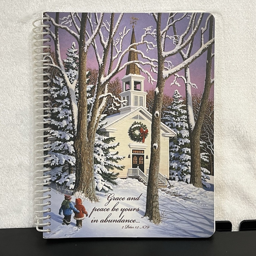 John Sloane Legacy Of Faith Spiral Notebook Journal Winter Church Scene 2 Peter